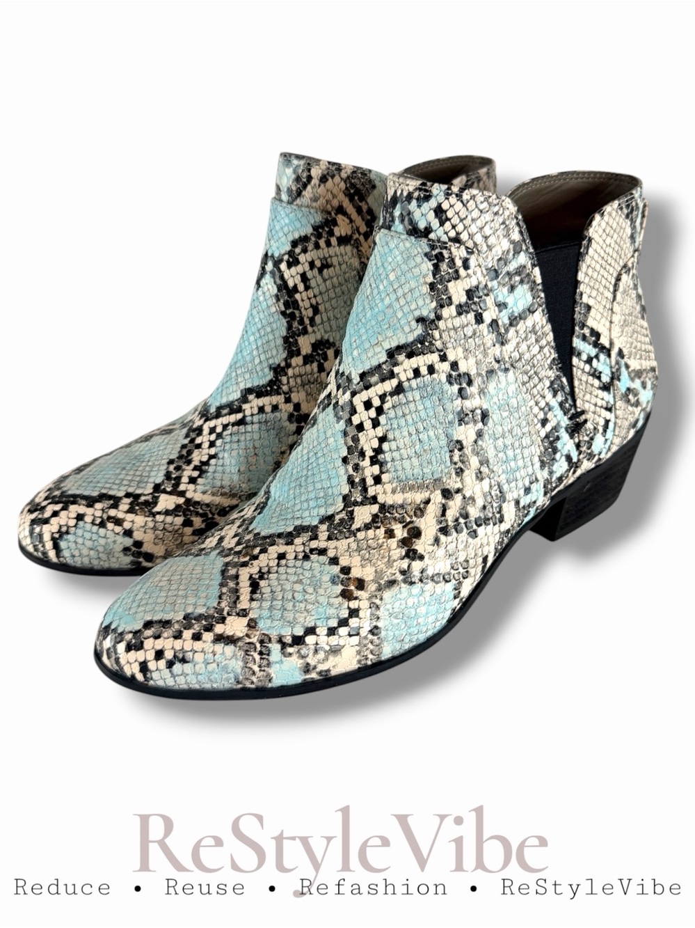 CIRCUS SAM EDELMAN Women’s Size 7 Shoes Booties Vegan Snakeskin Pattern Pipper